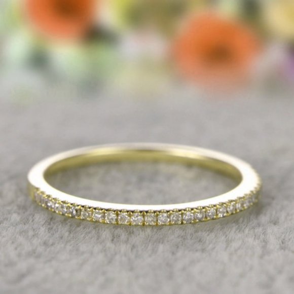 Jewelry - NEW 18K Yellow Gold Pave Diamond Half Eternity Ring
